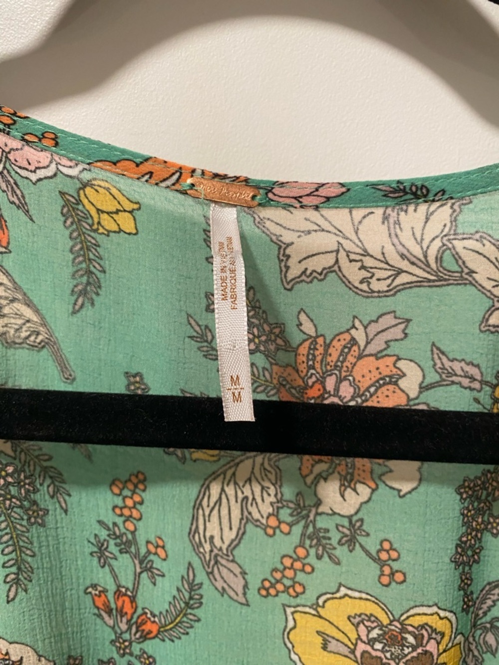 Free People Green Floral V-Neck Maxi Dress with Green Slip Dress - Picture 3 of 5